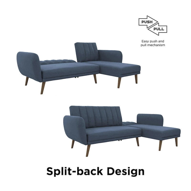 Sectional Futon Sofa Bed, Convertible Sleeper, Modern Living Room Couch