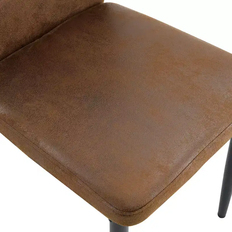 Homy Casa Set of 4 Modern Faux Leather Dining Chairs with Metal Legs, Padded Seat, Brown