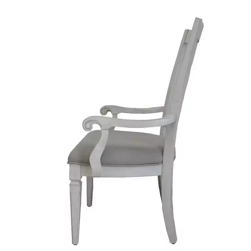 Acme Furniture Katia Dining Chair Light Gray Linen/Weathered White Finish