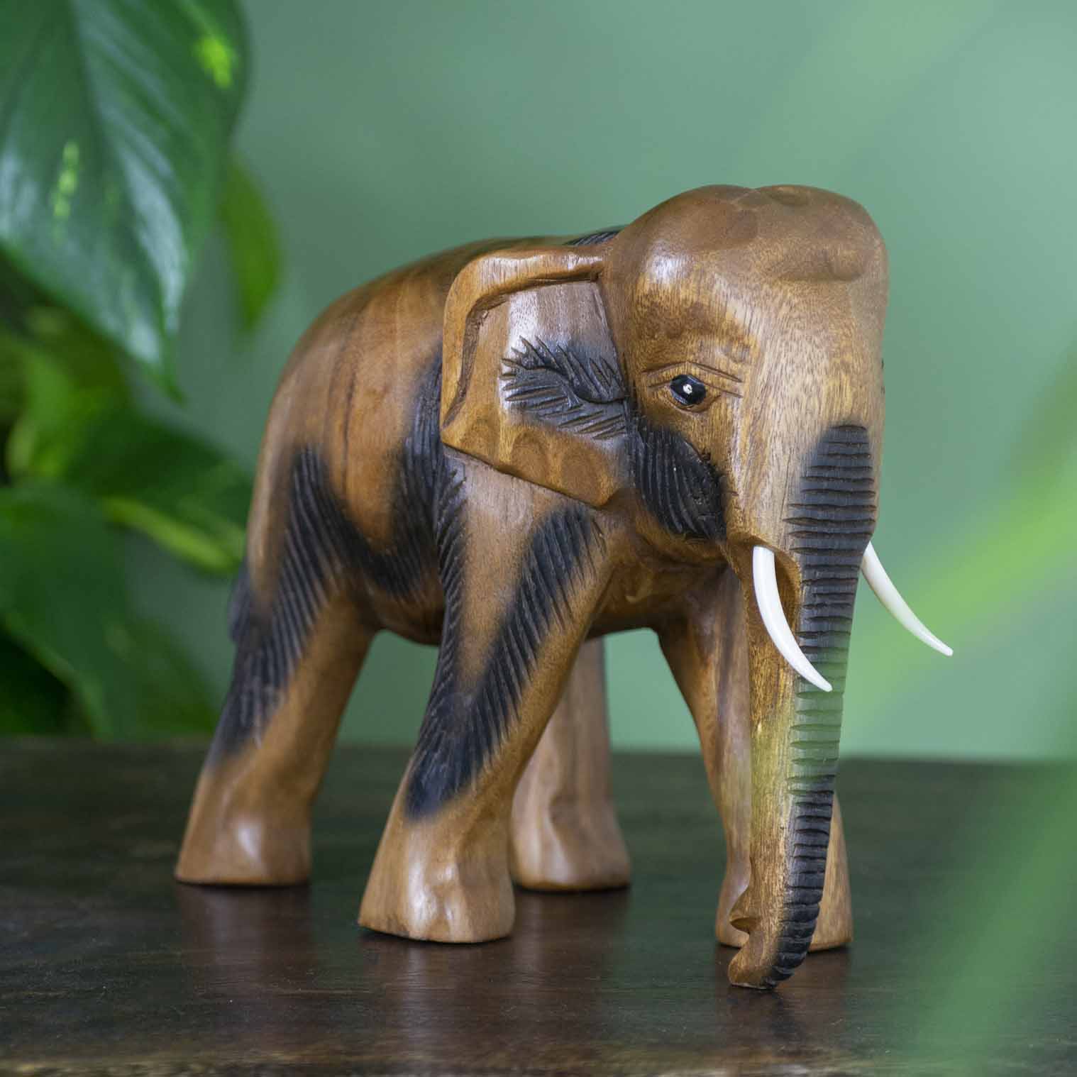 Carved Raintree Elephant, Large