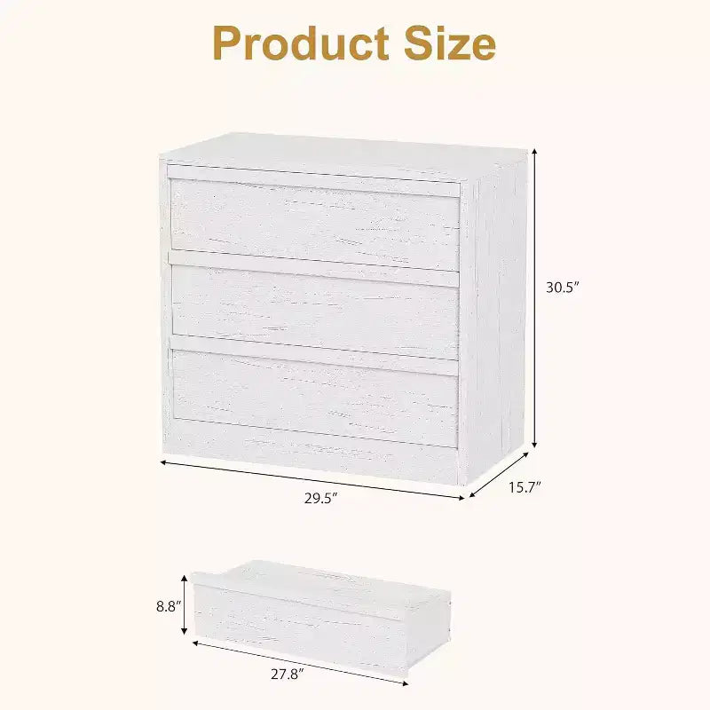 White Drawer Dresser, Modern Small Chest Organizer, Storage Bedside Table for Bedroom, Living Room, Nursery, Entryway