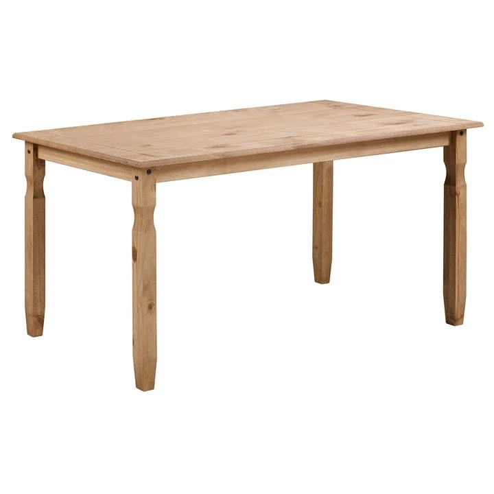 Solid Pine Wood Rustic Dining Table with Turned Legs
