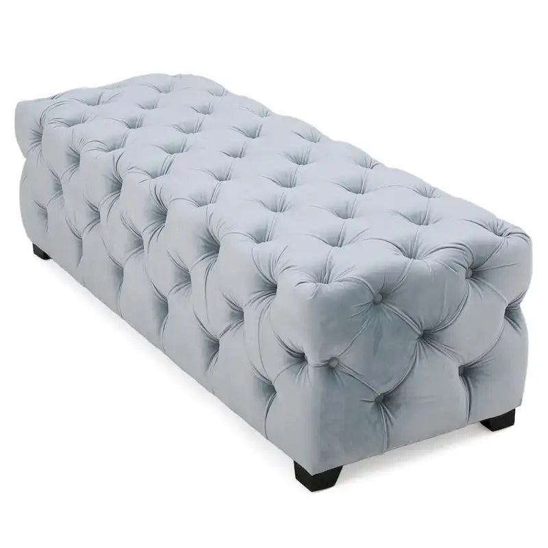 Tufted Velvet Ottoman Bench - Button Detail Upholstered Entryway Bench for Bedroom