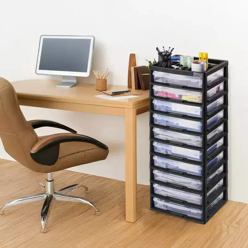 VEVOR Plastic Storage Organizer, 10-Tier Large Capacity with Organizer Top, Black Frame Only, PP Material Multifunctional Scrapbook Storage, Black