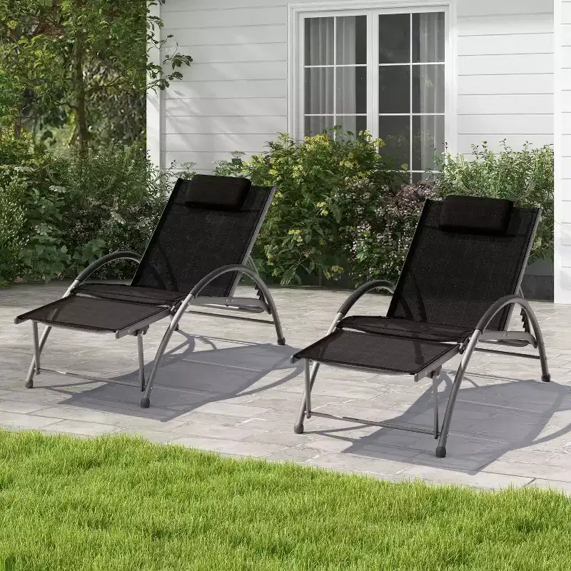 Hyleory 5-Position Adjustable Outdoor Portable Lounger with Detachable Headrest