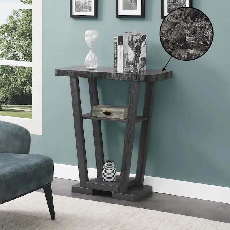 V-Shaped Console Table with Shelves