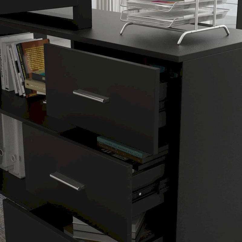 55-inch L Shaped Office Computer Desk with Drawers