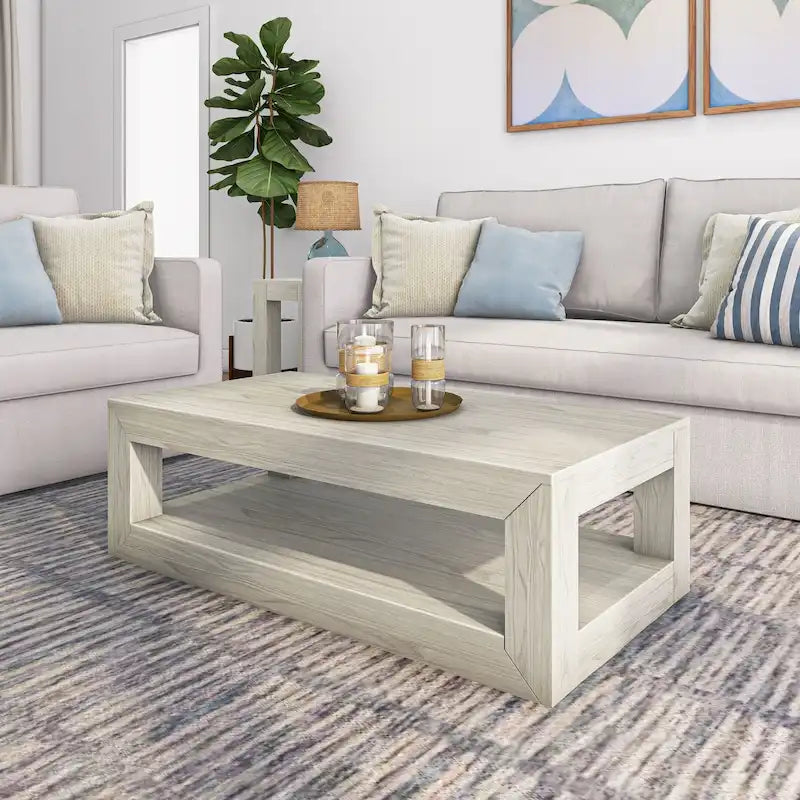 Modern Rectangular Coffee Table with Shelf