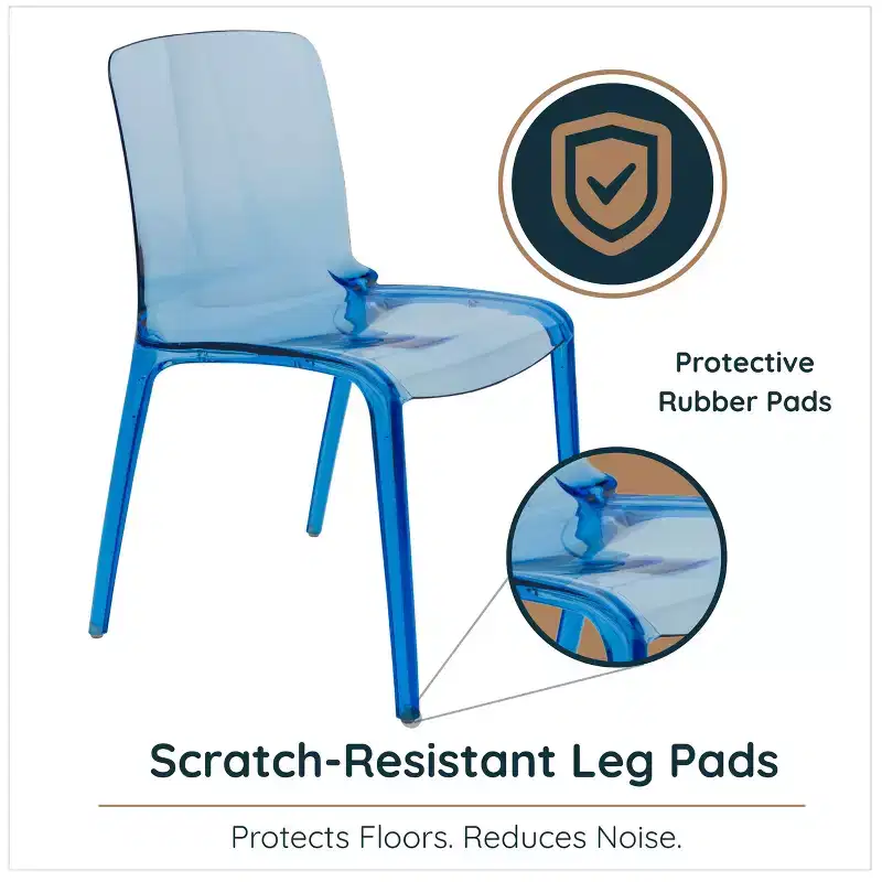 LeisureMod Murray Mid-Century Modern Dining Chair - Waterfall Edge Design Acrylic, Ergonomic and Stackable, Set of 4