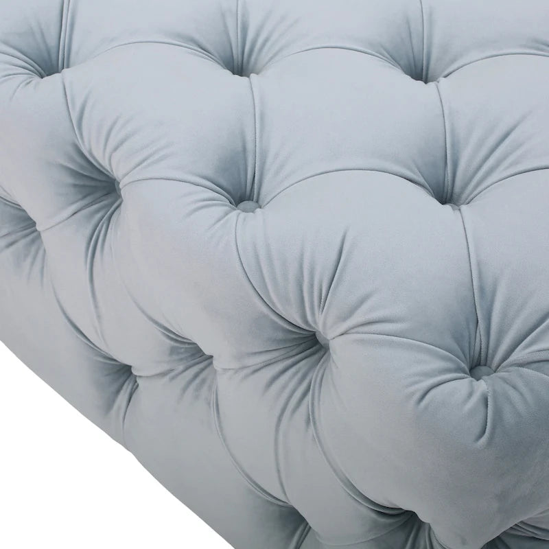 Tufted Velvet Ottoman Bench - Button Detail Upholstered Entryway Bench for Bedroom