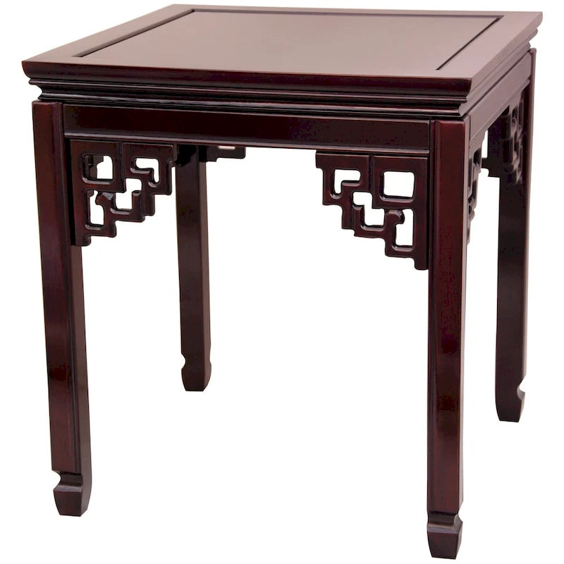 Square Ming Style Side Table in Dark Wood