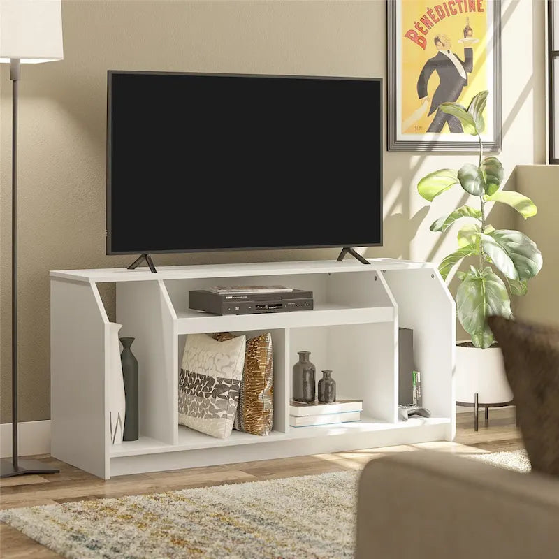 TV Stand for TVs up to 59 Inches with Open Storage Compartments