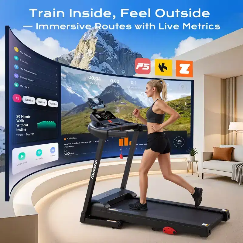 3.1HP Treadmill for Home, Folding Treadmill 300lbs Capacity, Treadmill with 6% Incline, 0.6-7.5MPH, 64 Preset Program