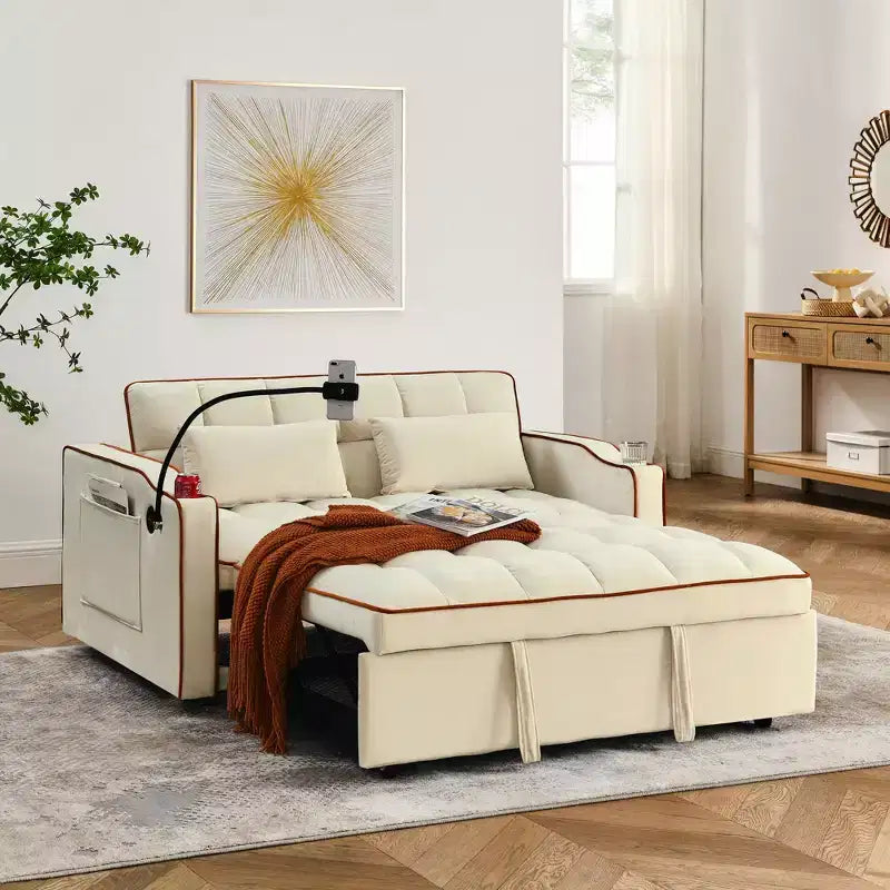 55.51'' Convertible Sofa Bed with USB, Ashtray, Phone Stand - 3 Sizes