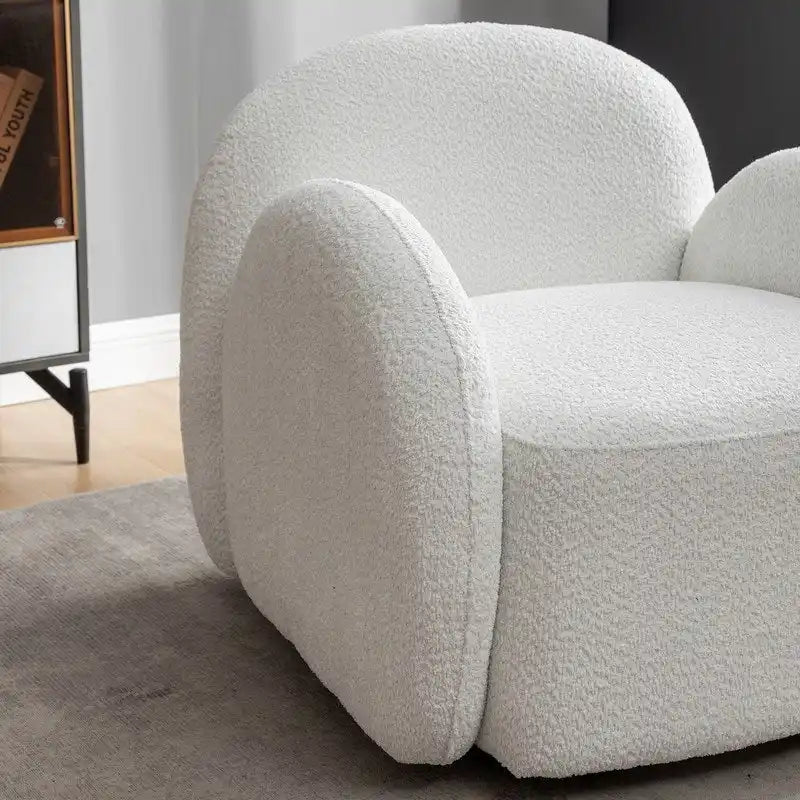 Modern Glam Boucle Upholstered Swivel Accent Armchair with 360 Degree Swivel Base