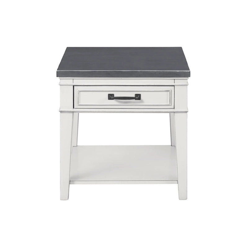 24 White and Grey 1-Drawer End Table