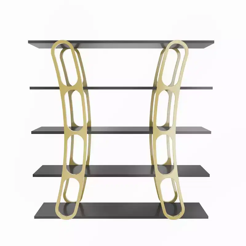 Modern Sculptural Bookcase, 5-Shelf Freestanding Display Unit, Eco-Friendly Particle Board