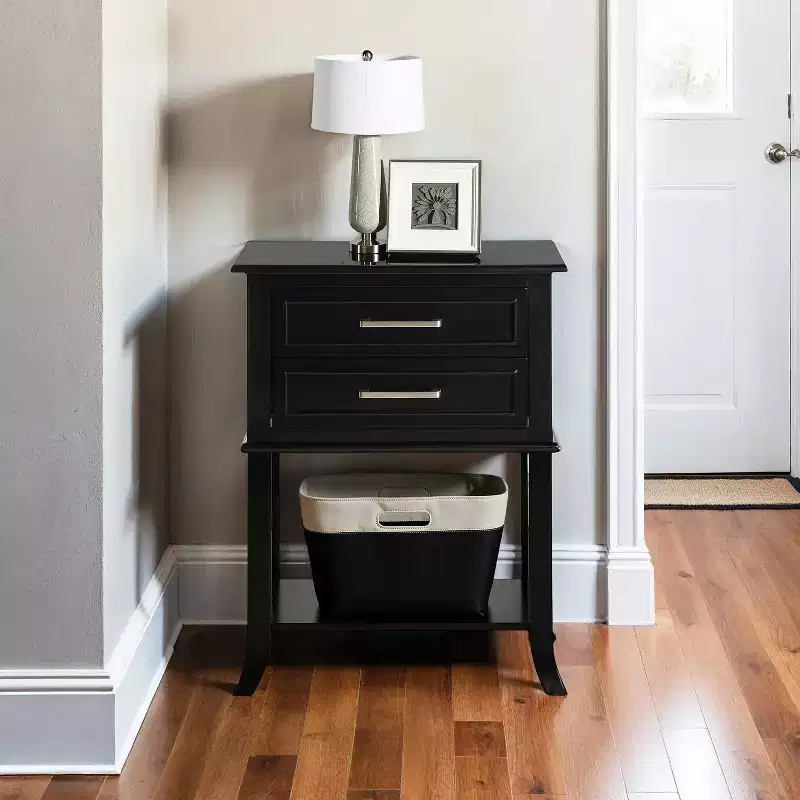 HomeStock 28.75 in.H Black Color Rectangle Wood Table Top End Table 1 -piece