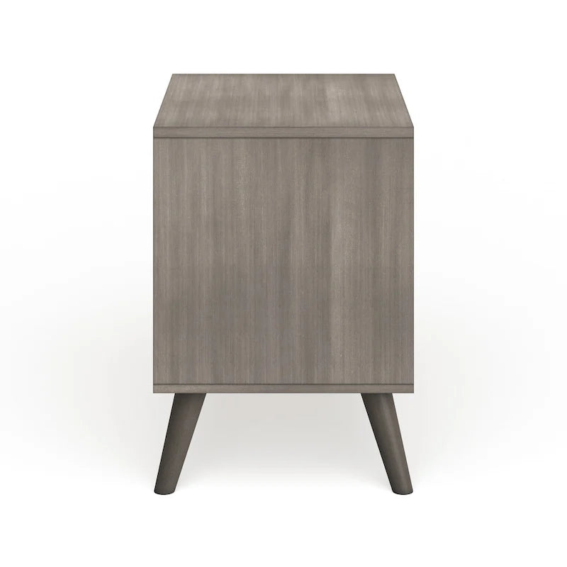 Mid-Century Modern Wood 2-Drawer Nightstand