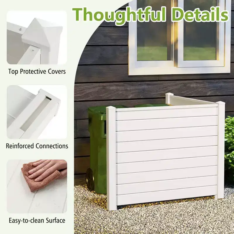 Costway 48L x 37.5H Air Conditioner Fence with 3 Ground Stakes Black/White