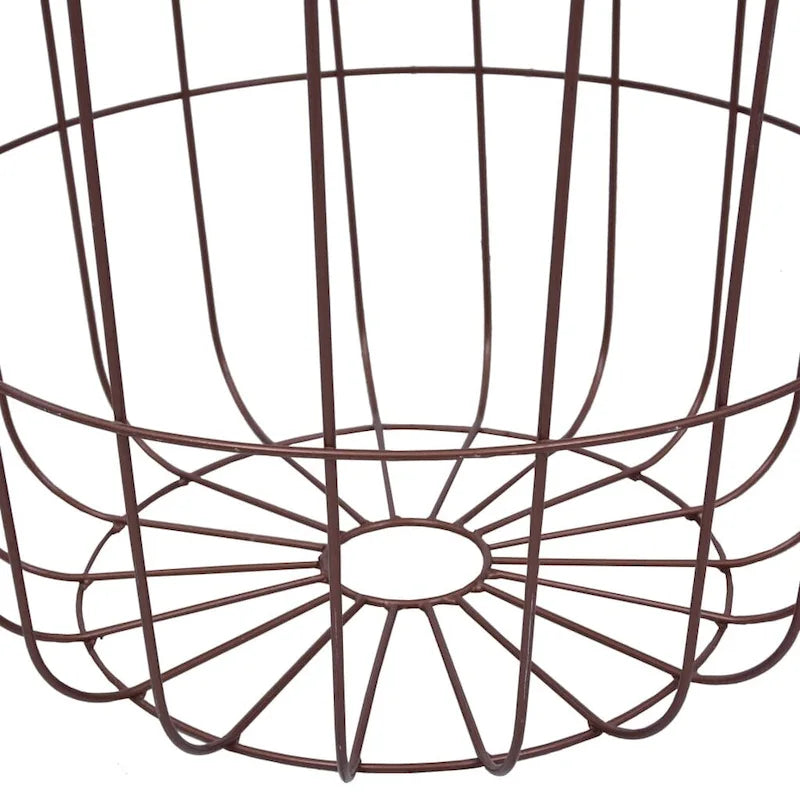 Round MDF Coffee Table with Basket Design, Copper Finish, 15.6 Diameter
