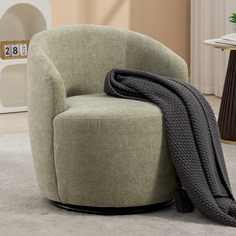 Chenille Swivel Accent Barrel Chair