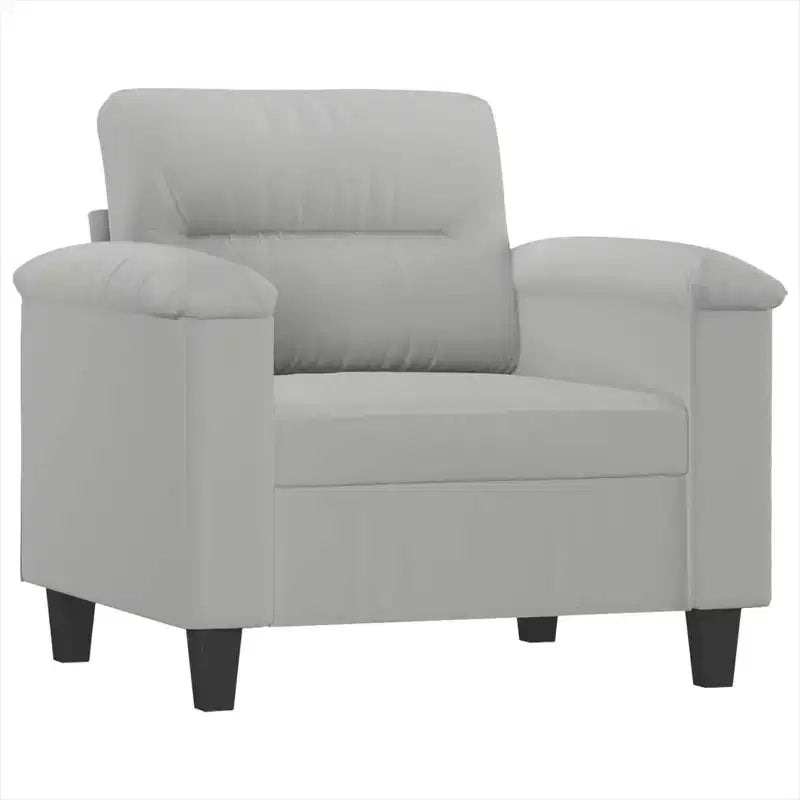 Sofa Chair Light Grey Microfiber, Metal, Plywood Single Durable