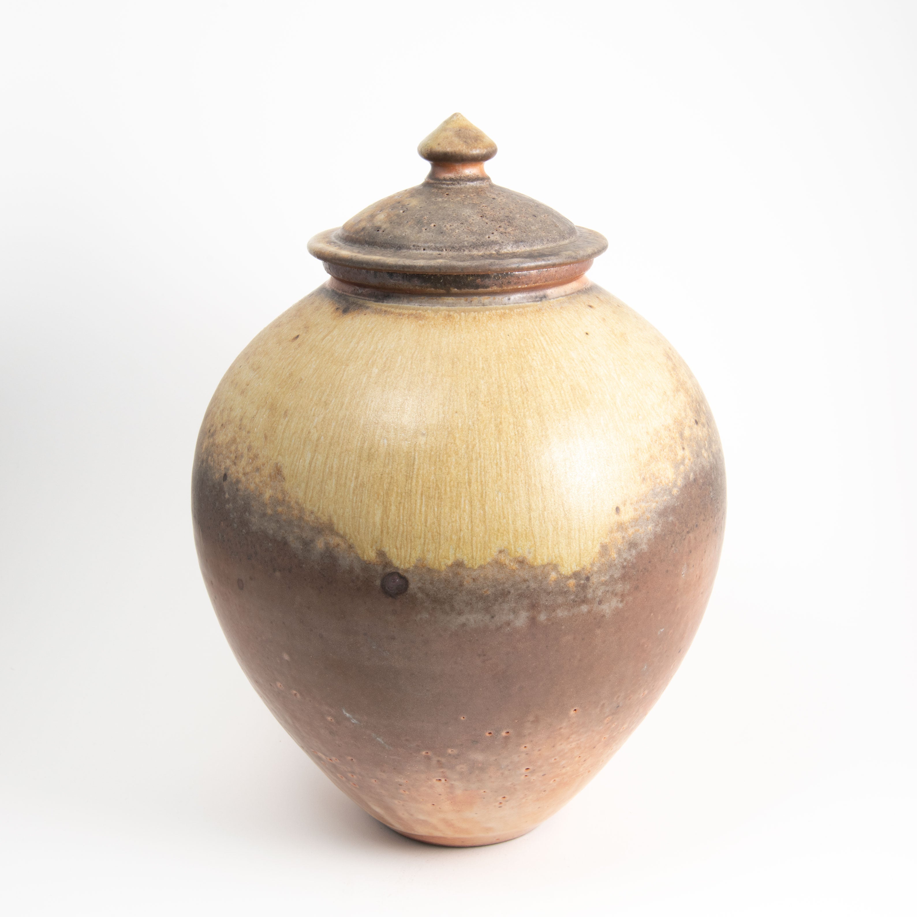 Orange Shino Large Round Lidded Jar