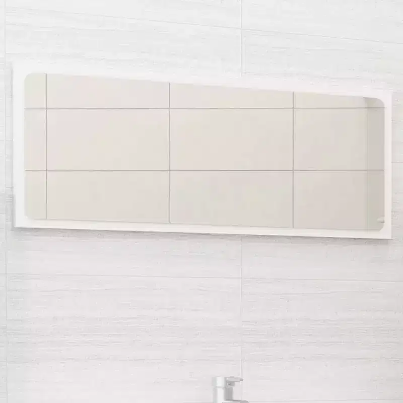 vidaXL Mirror White Engineered wood, acrylic Bathroom Mirror Rectangular
