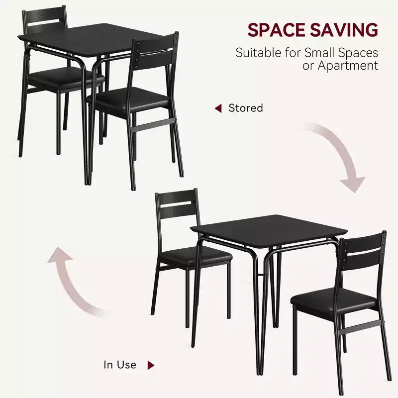 Dining Table for 2 - Small Table and Chairs, Square Dinette Set, Dinner Table Set, 3 Piece Kitchen & Dining Room Sets for Small Space, Apartment