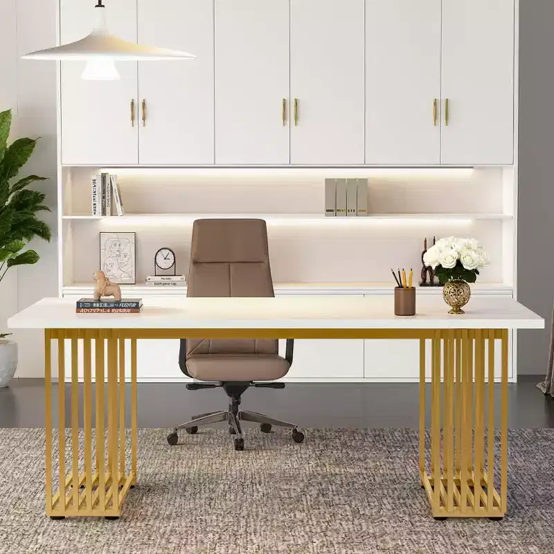 MAYEERTY 70 Inch Multi Purpose Desk Sturdy Wood Top Metal Legs for Home Office