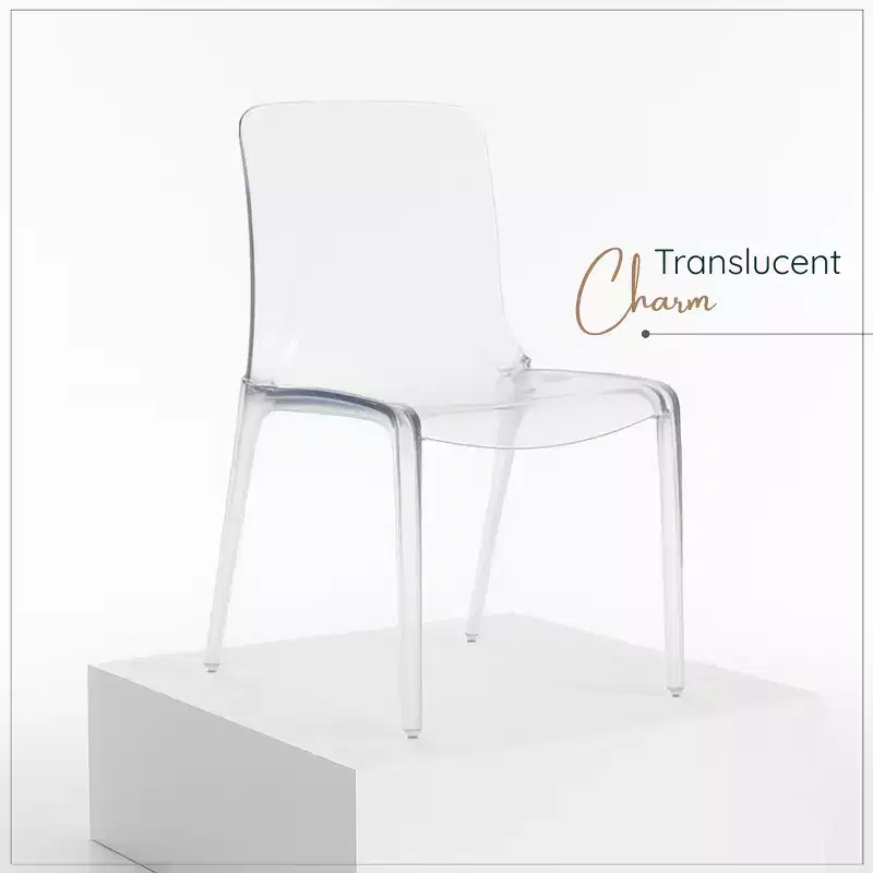 LeisureMod Murray Mid-Century Modern Dining Chair - Waterfall Edge Design Acrylic, Ergonomic and Stackable, Set of 4
