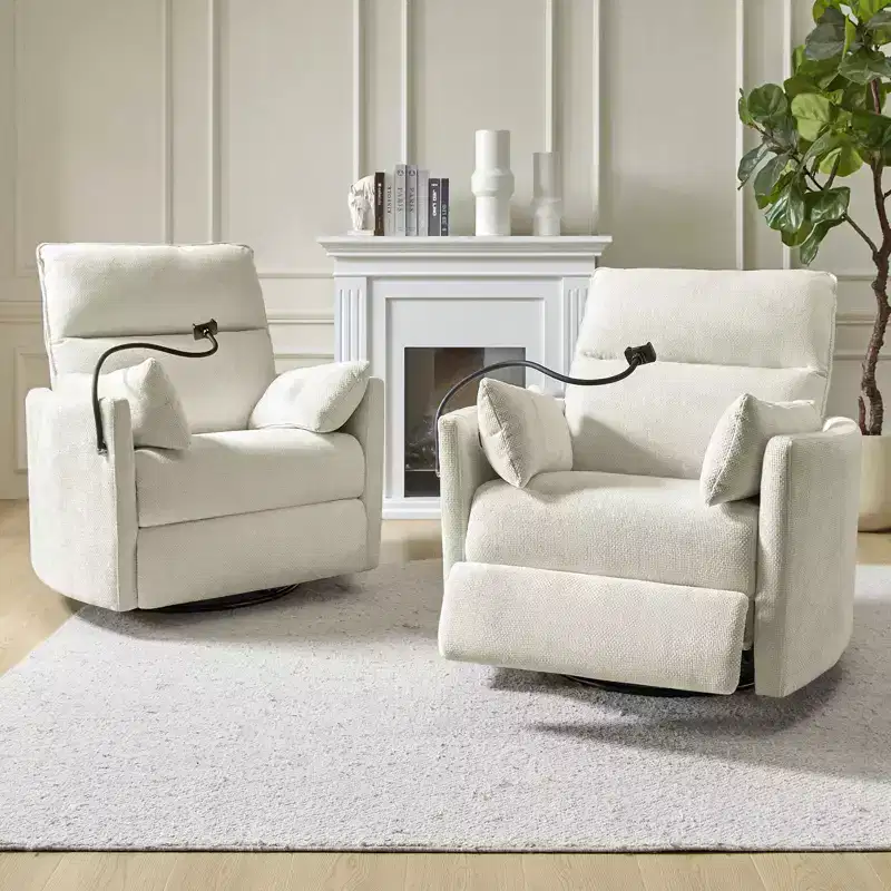 Julius 38 Power Rocking Swivel Nursery Recliner with USB Set of 2 | HULALA HOME