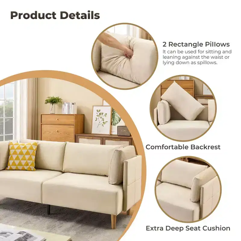 76 Sofa Couch, Comfy Upholstered Loveseat with Extra Deep Seats