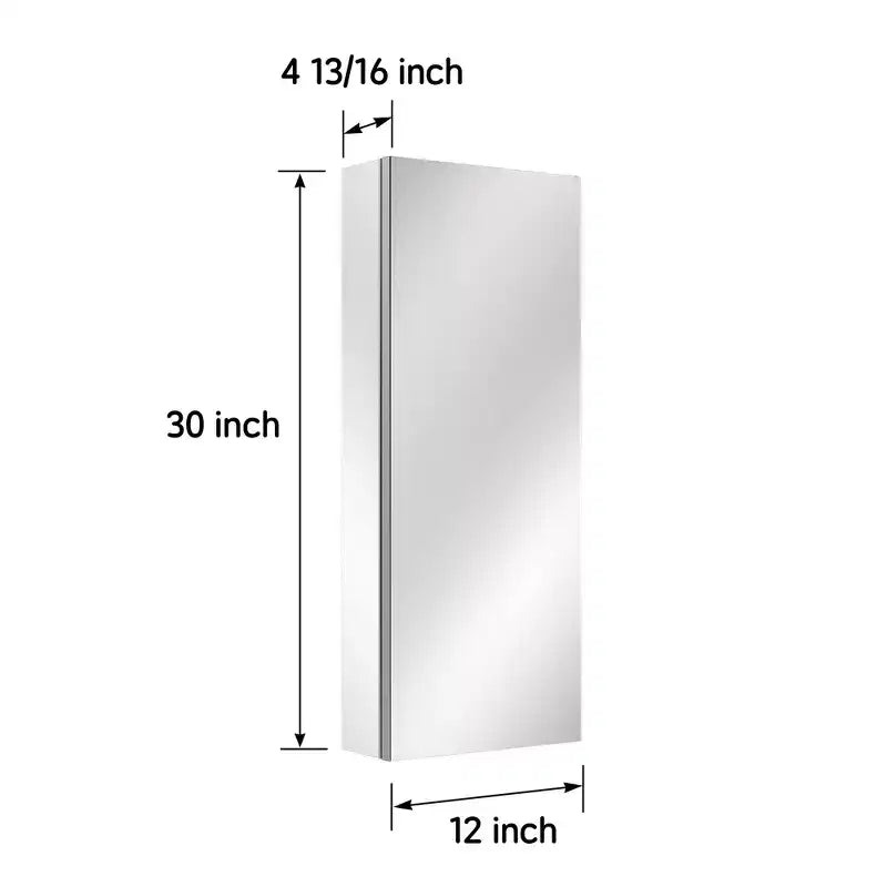 HBEZON Medicine Cabinet with Mirrors, Recessed/Wall Mounted Bathroom Cabinet, Adjustable Shelves, Soft-Close Hinge, Rectangular, Aluminum, Silver