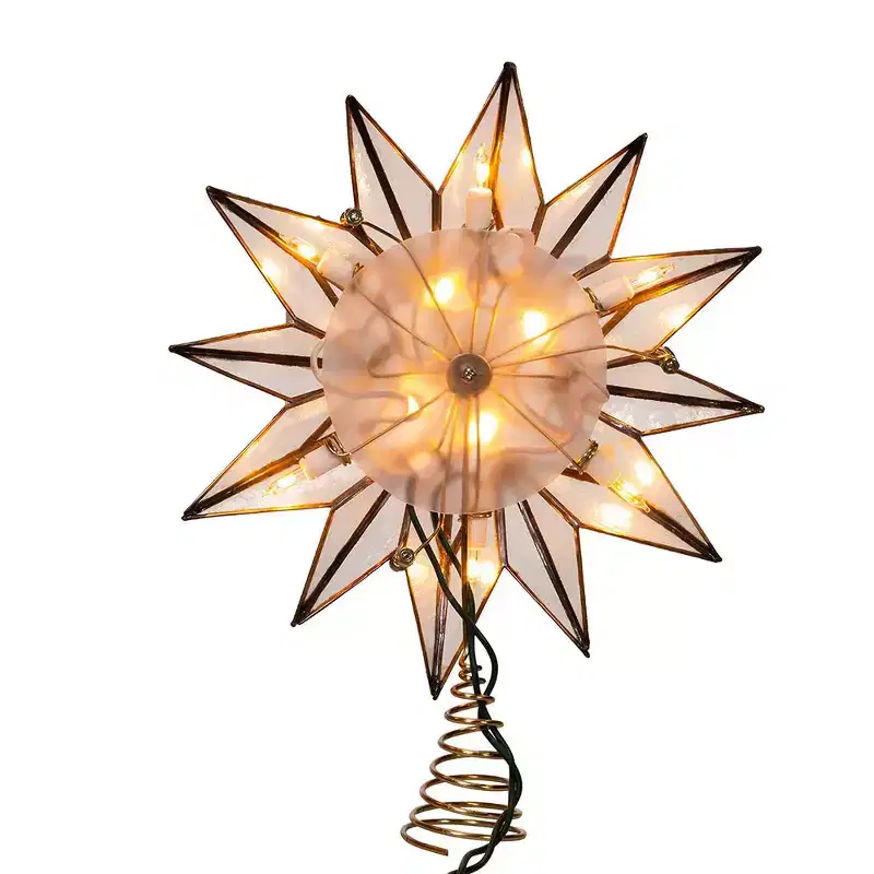 Kurt Adler 9.06 UL 10-Light 12-Point Gold Capiz Star Treetop