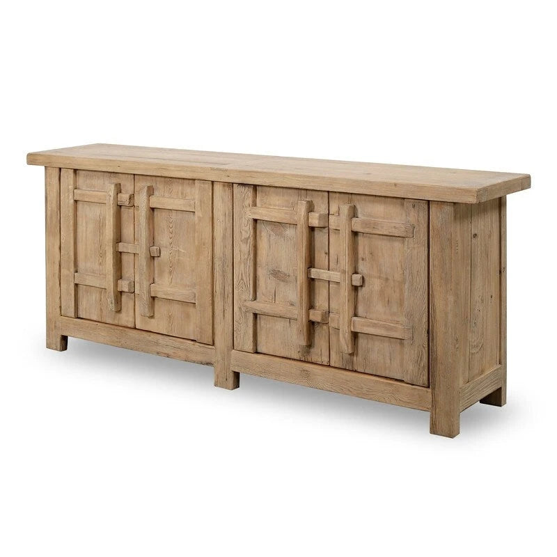 Sideboard Weathered Natural Wood Minimalist Storage Cabinet with Shelves