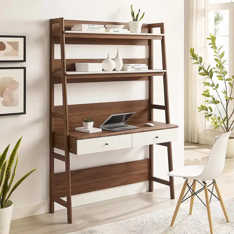 Office Desk with Bookshelf and Storage Drawers