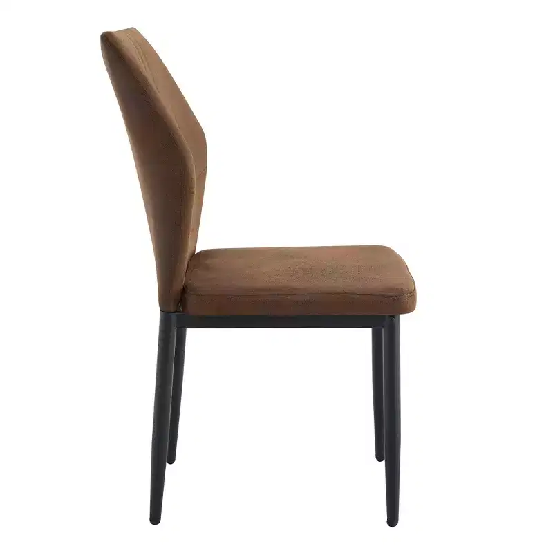 Homy Casa Set of 4 Modern Faux Leather Dining Chairs with Metal Legs, Padded Seat, Brown