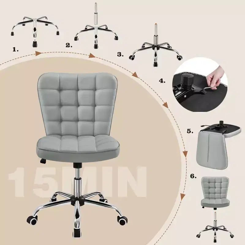 Yaheetech Modern Mid-back Office Chair Armless Desk Chair