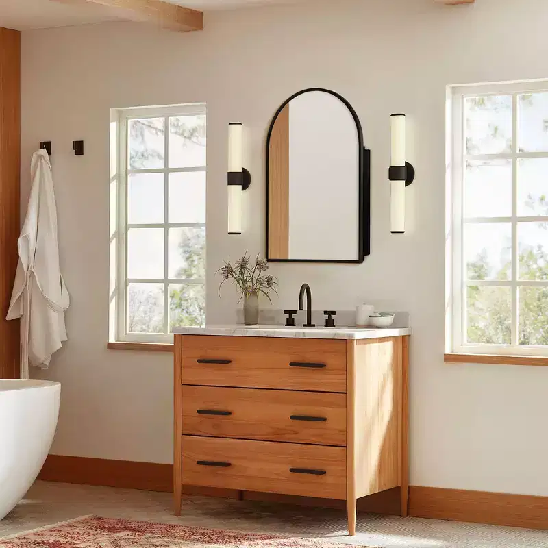 36 * 24 Inch Black Arched Bathroom Medicine Cabinet With Mirror