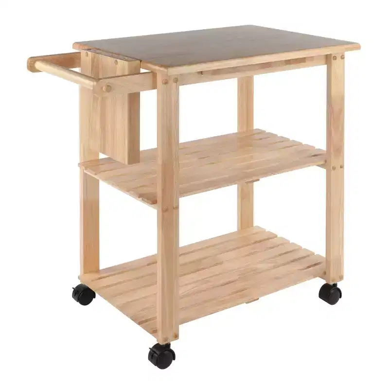 Utility Cart with Cutting Board Wood/Natural - Winsome: Farmhouse Style, Hardwood Frame, 2 Shelves