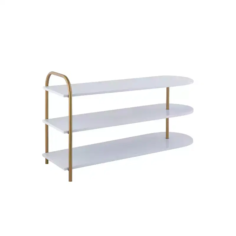 Modern 3-Tier Iron Curved Shoe Rack - 9 Pairs