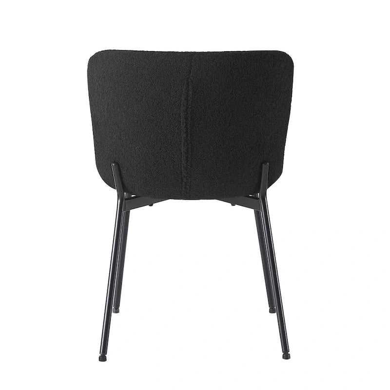 Fabric Upholstered Armless Dining Chairs with Powder-Coated Steel Legs, Set of 2