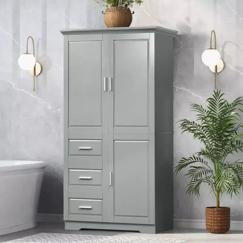 GDFStudio Sienna Modern Wood Freestanding Bathroom Storage Cabinet with Three Drawers and Adjustable Shelf