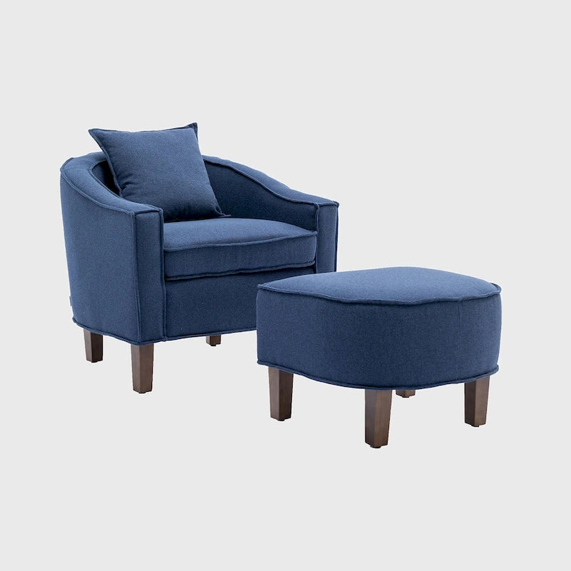 Mid-Century Modern Club Accent Chair with Tufted Back and Round Arms