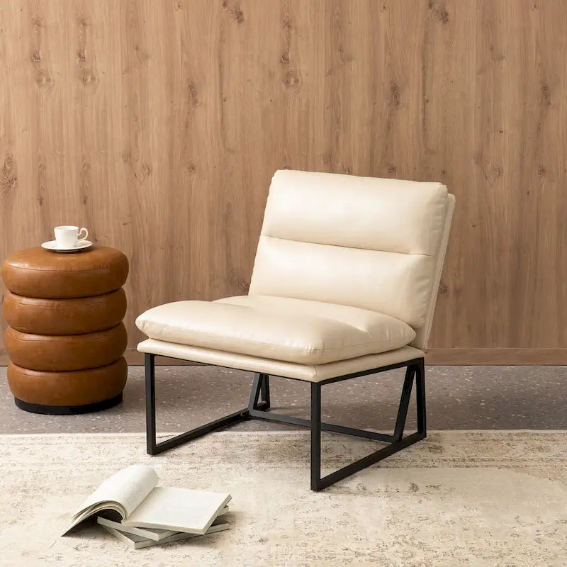 Modern Ergonomic PU Accent Armless Chair, 30.25 Inch Height
