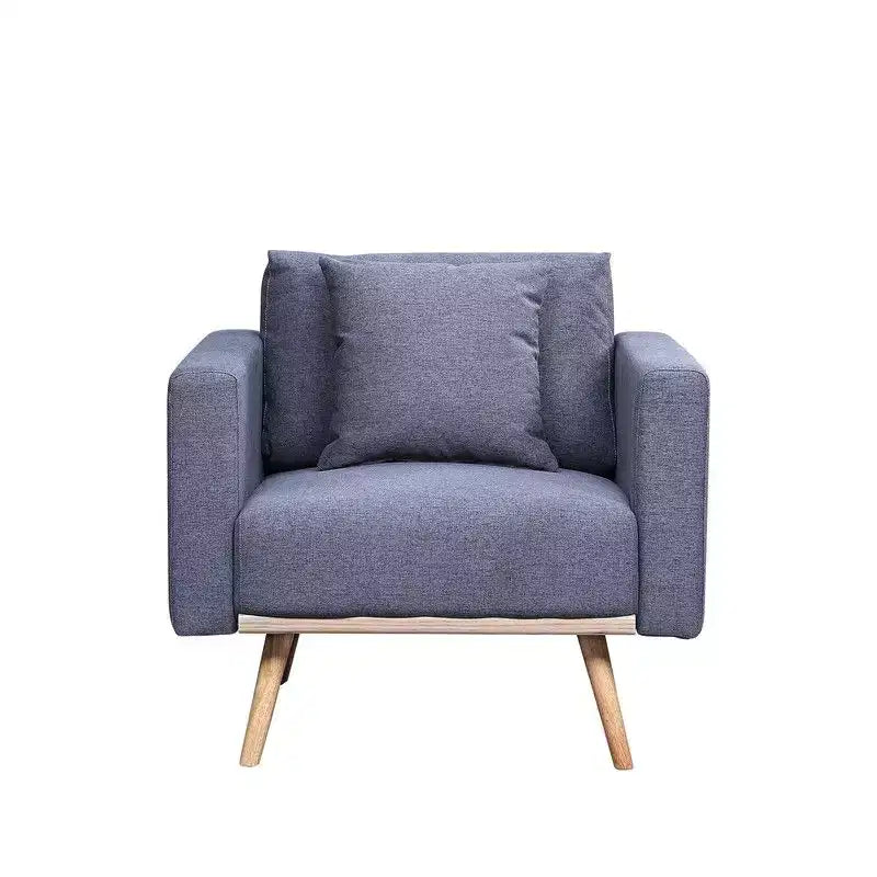 TUYOHW Accent Chair,Gray Linen Fabric Armchair with Throw Pillow,USB Charging Ports,Side Pockets,Solid Wood Legs,Single Sofa Chair for Living Room