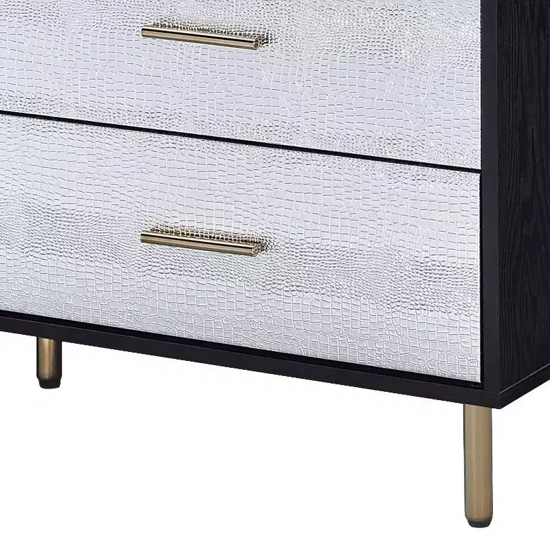 47" Myles Decorative Storage Drawers Black, Silver and Gold Finish - Acme Furniture: 5-Drawer Wood Composite, No Assembly Required
