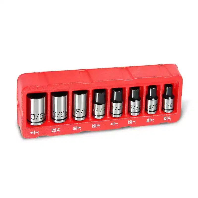 Powerbuilt 8 Piece 1/4 Inch Drive Universal Socket Set with Tray